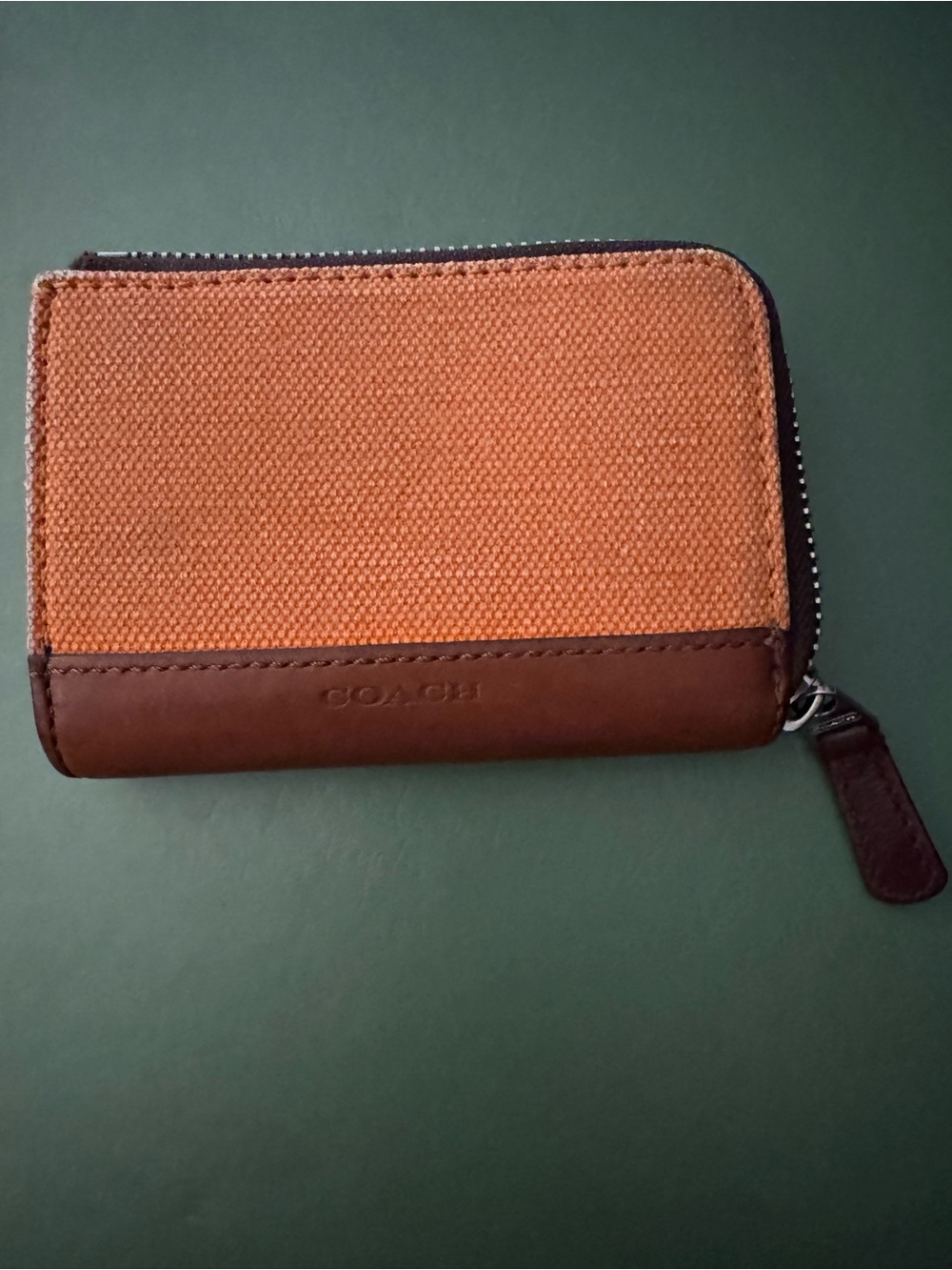 Vintage Coach Orange Canvas and Brown Leather L Zip Wallet